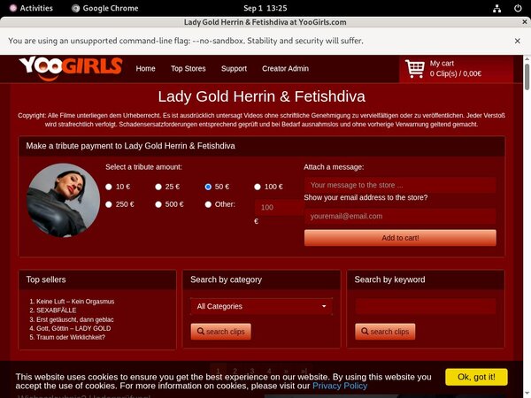Discount On Lady Gold Fetishdiva